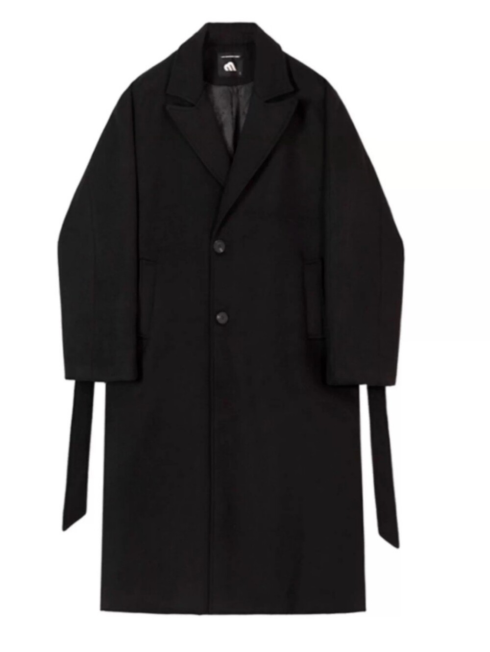 GS No.4 City Coat Black Korean Men's Long Coat Size L Minimalist Elegant